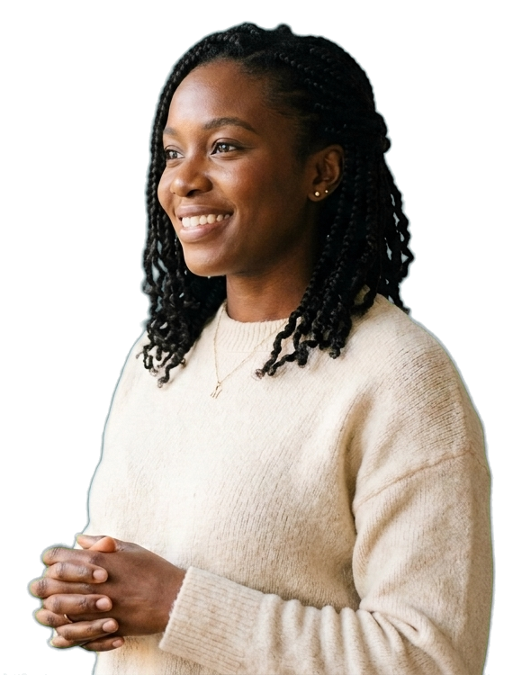 A smiling woman supported by ThrivSphere Wellbeing